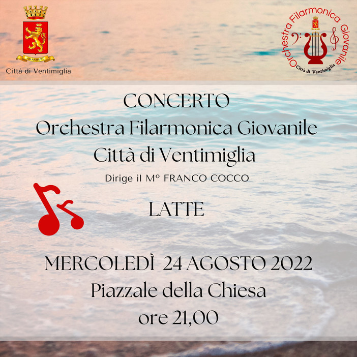 Maltempo, ll concerto dell'Orchestra Filarmonica Giovanile Città di Ventimiglia spostato a mercoledì prossimo