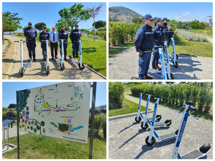 I vigili di Imperia salgono in monopattino, al via le pattuglie green. Il sindaco Scajola: “Un modo per essere più veloci negli spostamenti” (foto e video)