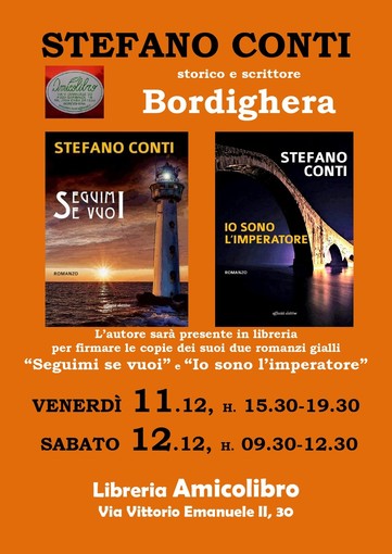 Bordighera: nel fine settimana la presentazione del romanzo 'Seguimi se vuoi' di Stefano Conti