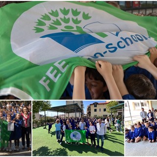 La Bandiera Verde sventola su tre scuole di Taggia: la grande festa per la cerimonia di consegna (Foto e video)