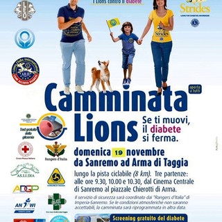 'Se ti muovi il diabete si ferma', i Lions Club Sanremo Host, Sanremo Matutia, Arma e Taggia contro il Diabete