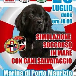 Imperia: domenica nello specchio acqueo dei &quot;Bagni Oneglio&quot; la simulazione di soccorso in mare con i cani da salvataggio