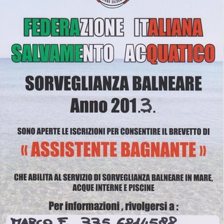 Sanremo: al via il 3 aprile, nuovo corso assistente bagnanti della Federazione Italiana Salvamento Acquatico
