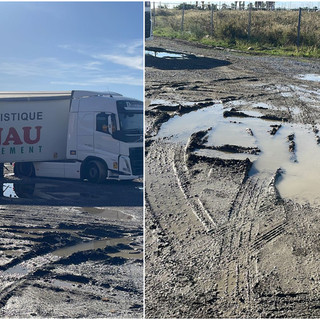 Camion “prigioniero” del fango al depuratore di Imperia