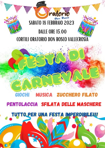 Vallecrosia: sabato prossimo, grande festa di Carnevale all'Oratorio Don Bosco