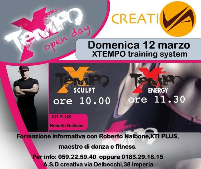 Imperia: questa domenica alla palestra Creativa Open Day XTEMPO con i programmi di XTEMPO Training System