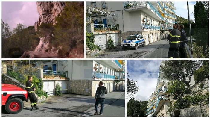 Ventimiglia: costone di roccia a rischio crollo sulla strada che porta a Grimaldi, si valuta l'evacuazione di una villetta (Foto)