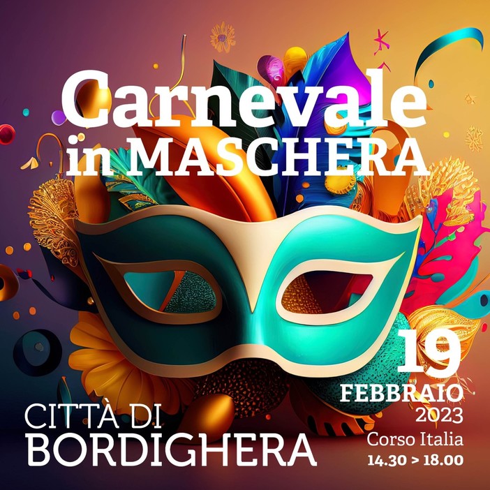 Bordighera: domenica prossima, dalle 14.30, la città festeggia il ‘Carnevale in maschera’