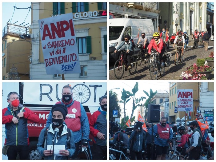 'L'ultima ruota' è arrivata a Sanremo: la protesta dei lavoratori del mondo dello spettacolo partiti in bici da Milano (foto e video)