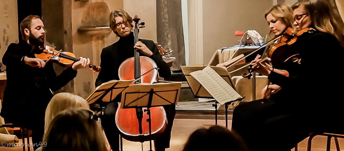 Concerto oggi del quartetto d'archi Chamber Music. le foto e il video di Marcello Nan