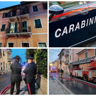 Diano Marina, una sigaretta gettata tra i rifiuti potrebbe essere la causa del rogo divampato nel palazzo di via Ardoino. I Carabinieri indagano per incendio colposo