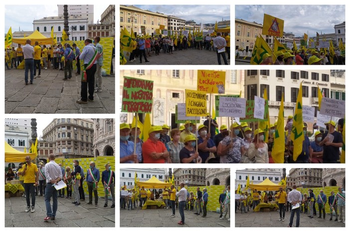 Coldiretti, agricoltori scendono in Piazza De Ferrari per protestare contro l'invasione dei cinghiali: &quot;Situazione fuori controllo&quot; (Foto e Video)