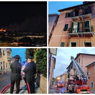 Diano Marina, concluse le operazioni di spegnimento dell'incendio in via Ardoino: stabile inagibile e tre famiglie sfollate. Indagini in corso dei Carabinieri (Video)