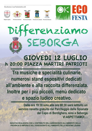 Difesa all'ambiente e della riduzione dei rifiuti: questa sera la prima ecofesta ‘Differenziamo Seborga’