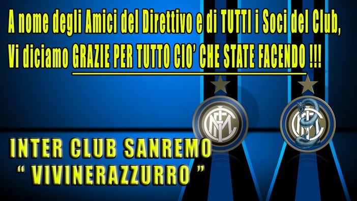 Sanremo: l'Inter club dona fondi al centro ascolto Caritas e colombe e cioccolato al personale del pronto soccorso del Borea