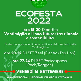 Ventimiglia: venerdì prossimo, appuntamento con l’Ecofesta 2022 di Alternativa Intemelia