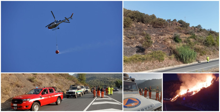 Sotto controllo l'incendio in valle Impero, elicottero ancora in volo