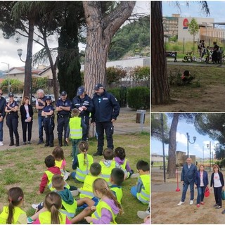 Vallecrosia, educazione stradale: prova pratica per i bimbi dell'Andrea Doria (Foto)