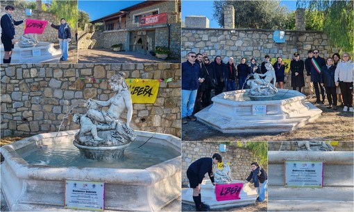 Cultura della legalità, Bordighera inaugura la fontana di Dodò alle case confiscate alla mafia (Foto e video)