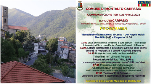 25 Aprile, Festa della Liberazione a Montalto Carpasio tra testimonianze, libri, cortometraggi e musica