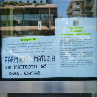 Una farmacia in sciopero a Sanremo