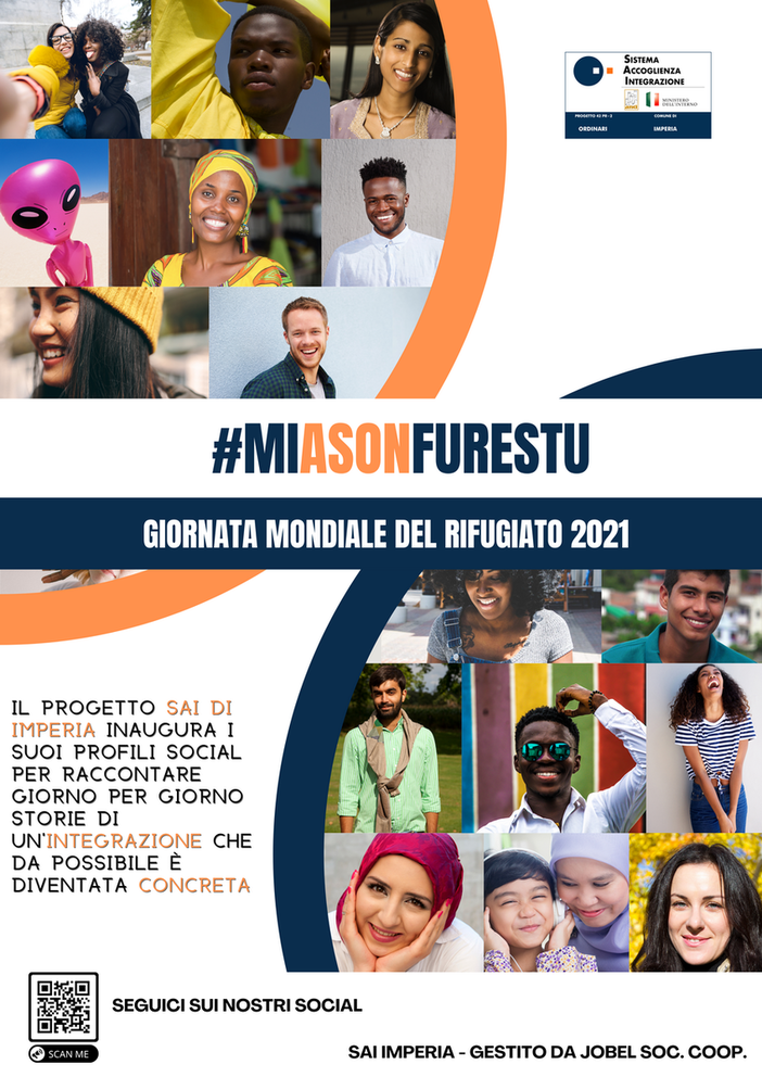 Per la giornata mondiale del rifugiato 2021, il progetto SAI di Imperia lancia la campagna social #miasonfurestu