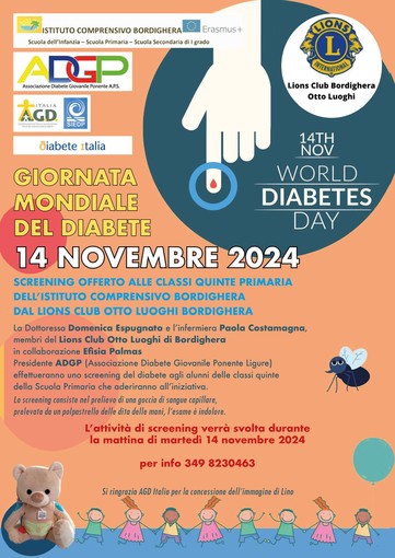 Giornata mondiale sulla lotta contro il diabete, il Lions Club Bordighera in prima linea  (foto)