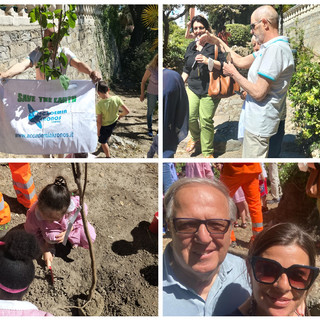 Imperia, Festa degli alberi: piccoli giardinieri all'opera nel Parco Winter sopra l'ex stazione di Porto