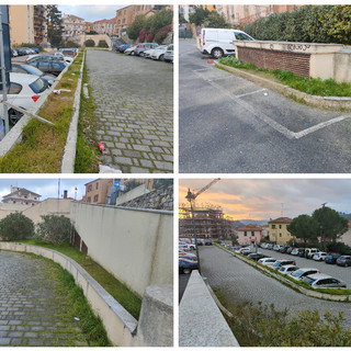 Imperia, il Comune rifà il look del parcheggio dietro al Palazzo della Provincia di piazza Roma a Porto Maurizio (Foto)