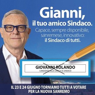 Elezioni Sanremo: il nuovo slogan di Rolando &quot;Il tuo amico sindaco&quot;