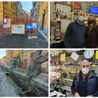 Imperia, al via il restyling di Borgo Fondura. I commercianti chiedono che si faccia presto a concludere i lavori (foto)