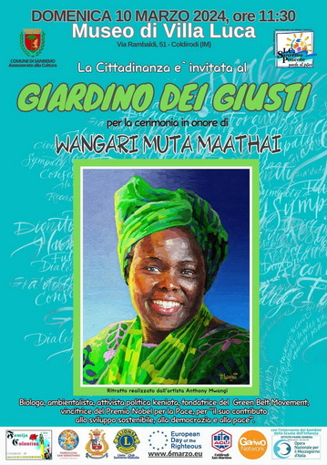 Sanremo: nel Giardino dei Giusti di Coldirodi, cerimonia in memoria di Wangari Muta Maathai