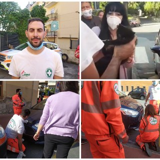 Imperia: gattino incastrato nel vano motore di un'auto, a salvarlo un milite della Croce Bianca (foto e video)