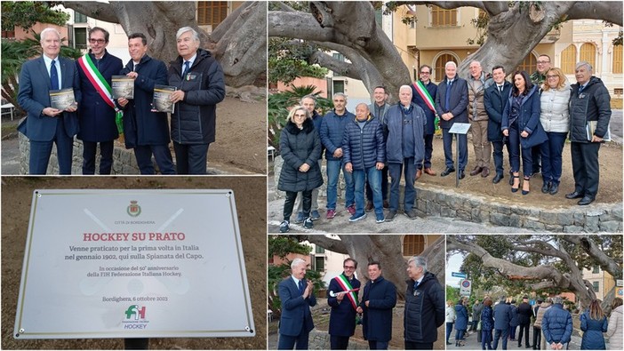 In Italia l'hockey su prato nasce a Bordighera, inaugurata targa commemorativa sulla Spianata del Capo (Foto e video)