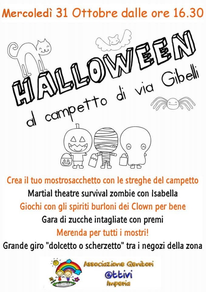 Imperia: mercoledì 31 ottobre la terza edizione della Festa di Halloween al Campetto delle Ferriere