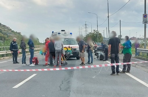 Taggia: moto contro auto sulla SP 548, ferito il sindaco di Castellaro Giuseppe Galatà