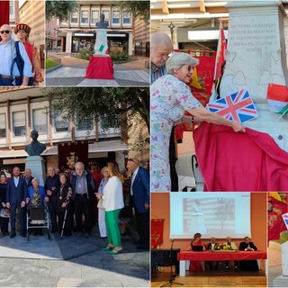 Ventimiglia ricolloca la targa al monumento a Thomas Hanbury (Foto e video)