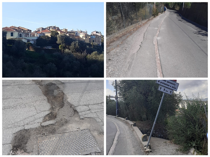 Imperia, proteste per i ‘rappezzi’ sulla strada per Poggi. I residenti: “Fondo in condizioni vergognose. Siamo considerati cittadini di serie B” (foto)