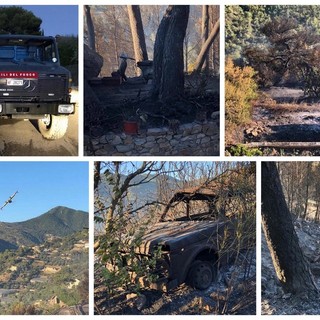 Bordighera: ripreso l'incendio tra Serborga e Vallebona, situazione meno grave di ieri ma Vvf sul posto