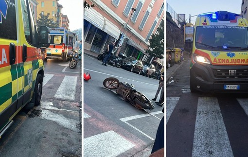 Ventimiglia, accusa malore alla guida di uno scooter e investe un pedone (Foto)