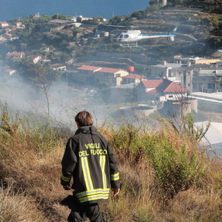 Seborga: incendio di sterpaglie vicino al campo sportivo, intervento di VVF e Forestale