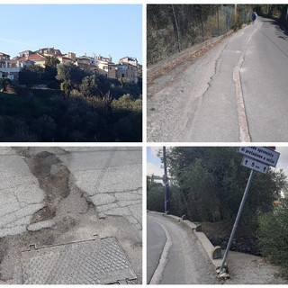 Imperia, proteste per i ‘rappezzi’ sulla strada per Poggi. I residenti: “Fondo in condizioni vergognose. Siamo considerati cittadini di serie B” (foto)