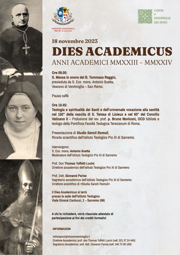 All’Istituto Teologico Pio XI di Sanremo il Dies Academicus in occasione del riconoscimento canonico da parte della S. Sede