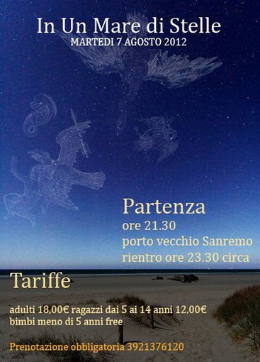 Sanremo: questa sera 'In un mare di stelle', speciale osservazione del cielo a bordo della motonave Corsara