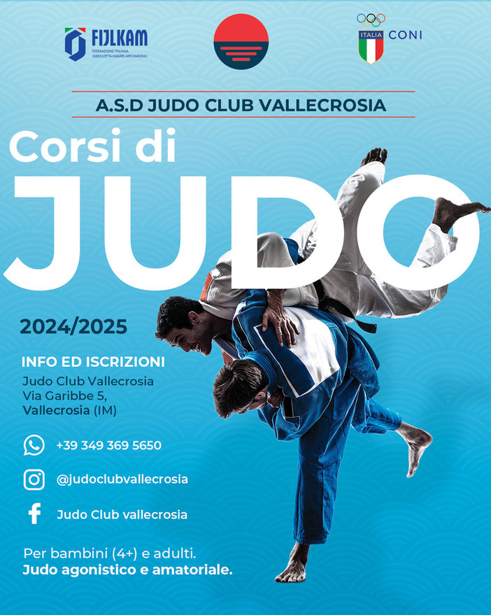 Vallecrosia: lunedì 16 settembre riprendono i corsi del judo club