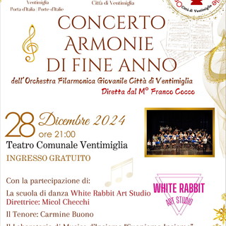 Ventimiglia accoglie il nuovo anno con il concerto dell’Orchestra Filarmonica Giovanile: “Armonie di Fine Anno”