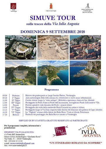 Ventimiglia: al Museo Archeologico Girolamo Rossi, domenca 9 settembre 'Simuve Tour' sulle tracce della Via Iulia Augusta