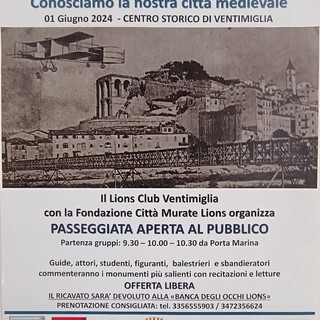 Ventimiglia, sabato 'Il giorno delle mura': passeggiata storica organizzata dai Lions