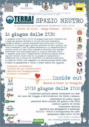 Imperia: da venerdì a domenica l'iniziativa per le famiglie “Terra! Spazio Neutro”