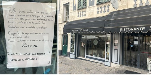 Sanremo, sulla vetrina del ristorante una lettera contro la violenza sulle donne: &quot;Non è mai colpa vostra, vogliatevi bene sempre&quot;